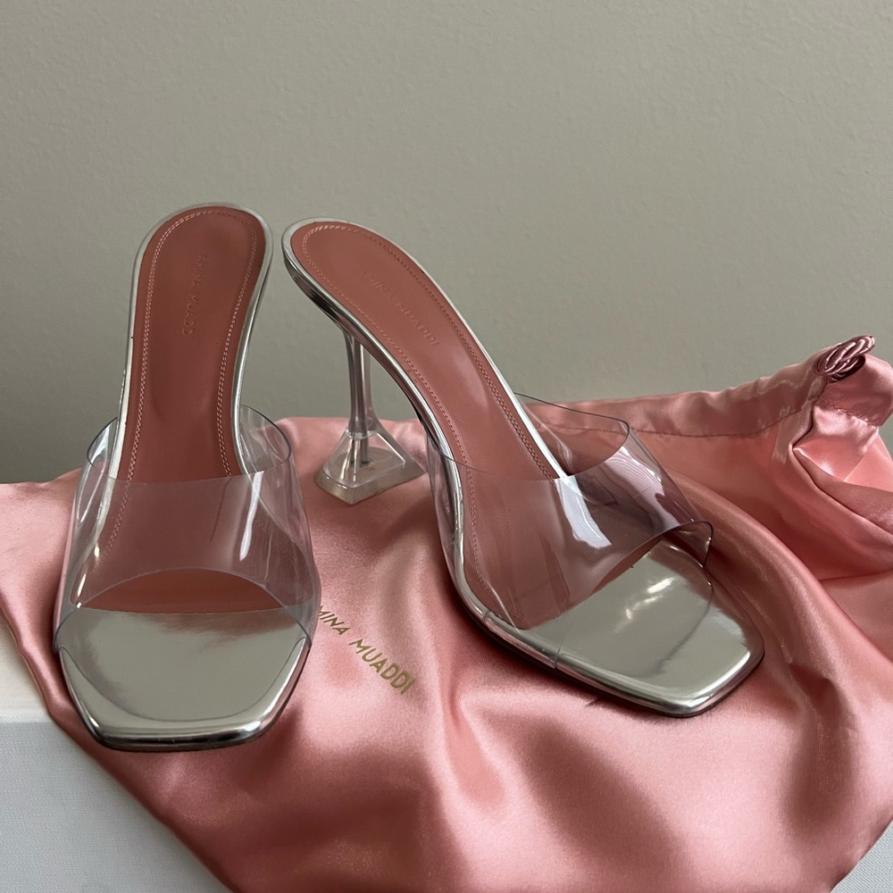 Amina Muaddi Lupita glass slide sandal PVC Size 39